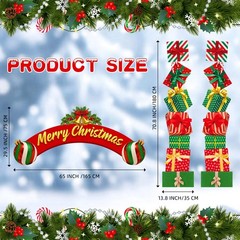 63.8″x29.5″ Christmas Door Decorations, 3pcs Merry Christmas Gift Box Door Fr…