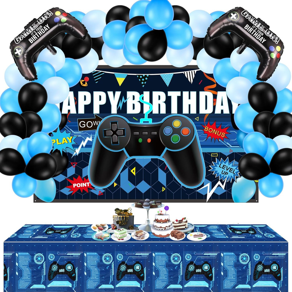 34 Pieces Gamer Birthday Decorations Video Game Party Supplies Set Including Hap