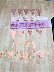 70th Birthday Party Pack, Balloons, banner, Happy 70th Birthday bunting, Sash