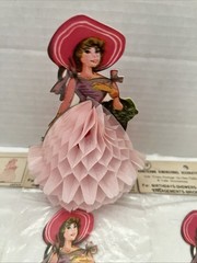 6 Vtg Honeycomb Center Paper Lady Decorations Japan Bridal Shower Birthday