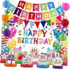 Birthday Decorations Kit, Happy Birthday Party Birthday Set + Honeycomb + Cloth