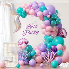 138 Uds. Arco de globos de sirena decoraciones para fiesta de cumpleaños