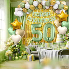 , Sage Green 50Th Birthday Decorations Set – Pack of 49 | Sage Green 50 Balloon