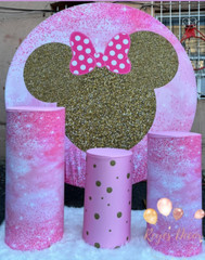 Themed Round Backdrops w/ Matching Cylinder Covers-Many Designs Party Decor Set