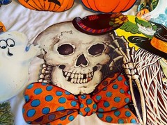Vintage 10 Halloween Cardboard Diecut Decorations Witch Pumpkin Raccoon Skull ++