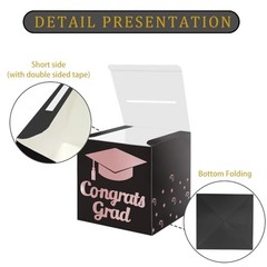 Rose Gold Cardboard Graduation Money Box Foldable