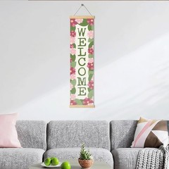 Floral Welcome Porch Banner, Rustic Color Flower Wall Decor Banner, Hanging D…