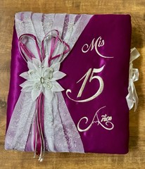 New 3pc Deep Purple Silver Quinceanera Ceremony Set Bible Photo Album Guest Book