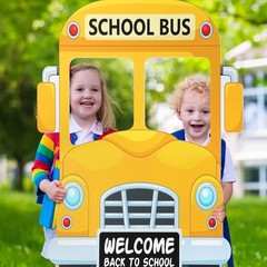 School Bus Photo Booth Frame for Back to School Celebration, 35 Inch Yellow D…