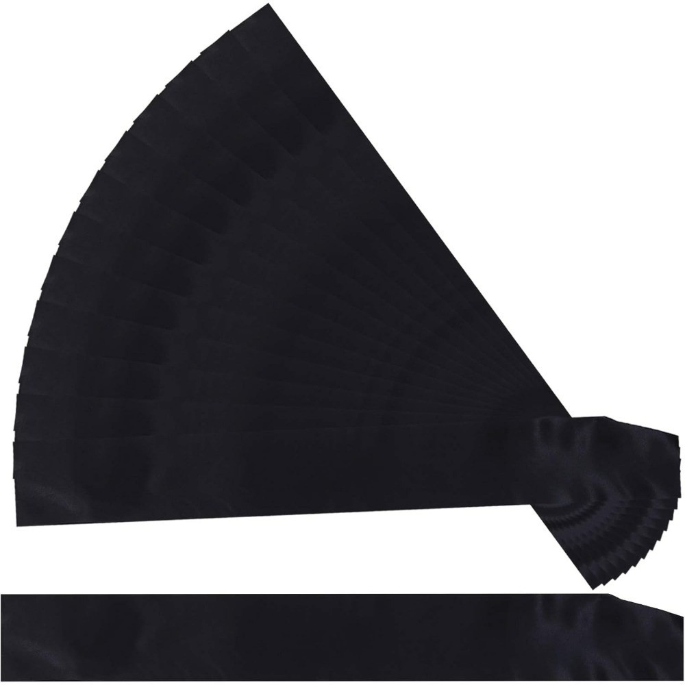 Plain Black Satin Sashes for Wedding Party DIY Supplies 12 Pieces