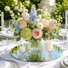 7 PCS Small Round Acrylic Wall Mirror Centerpieces Candle Trays 6 Inch 2mm