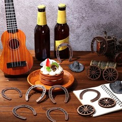 24 Pcs Western Theme Party Decorations Mini Horseshoes Wagon Wheel Crafts Wes…