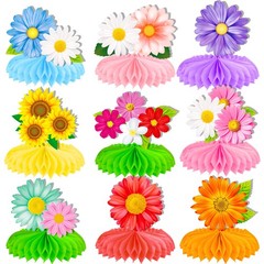 9 PCS Colorful Daisy Flower Honeycomb Centerpieces Floral Table Topper Party