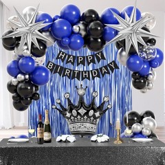 Birthday Decorations for Men with Black Metallic Silver Navy Blue Blue,