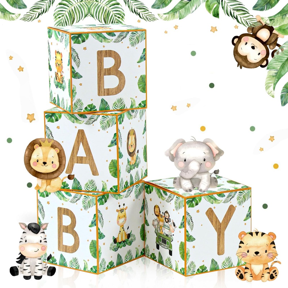 Baby Boxes for Baby Shower Decorations – 4pcs Sage Green Woodland Animal Ball…