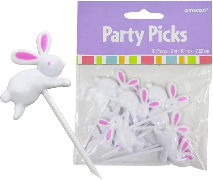 Amscam Bunny Easter Picks, 10 Per Package, 3 , Multicolor