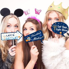 Hanukkah Photo Booth Props Set 10-Piece Blue Jewish Party Decorations Funny