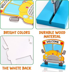 4 Pcs Back to School Decorations First Day of School Decorations Wooden Table Si