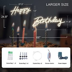 66″/39″ Extra Large Happy Birthday Neon Super Large Happy Birthday Neon Sign