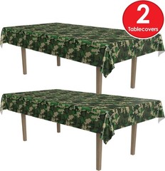 Camo Tablecovers 54” x 108” 2 Pieces – Plastic Table Cloth Military Party