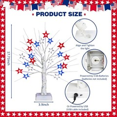 【Timer】 4th of July Decorations Patriotic Red White and Blue Tree Lights with…