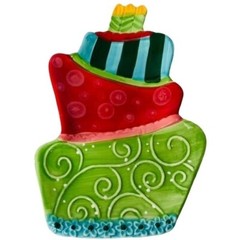 Hallmark Birthday Cake Trinket Dish Plate 8″ Tier 3 Layer Candle 8” Gift Ceramic