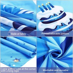 Blulu Happy 16th Birthday Backdrop Banner Extra Large 185 x 110 cm, blue