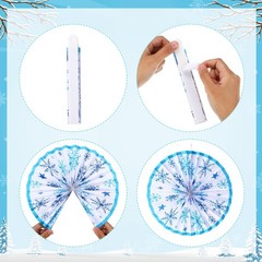 9PCS Winter Snowflake Paper Fans Blue White Hanging Decorations Xmas Party