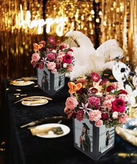 8 PCS Black Picture Centerpiece Box Table 6/7 Inch Photo Display Graduation