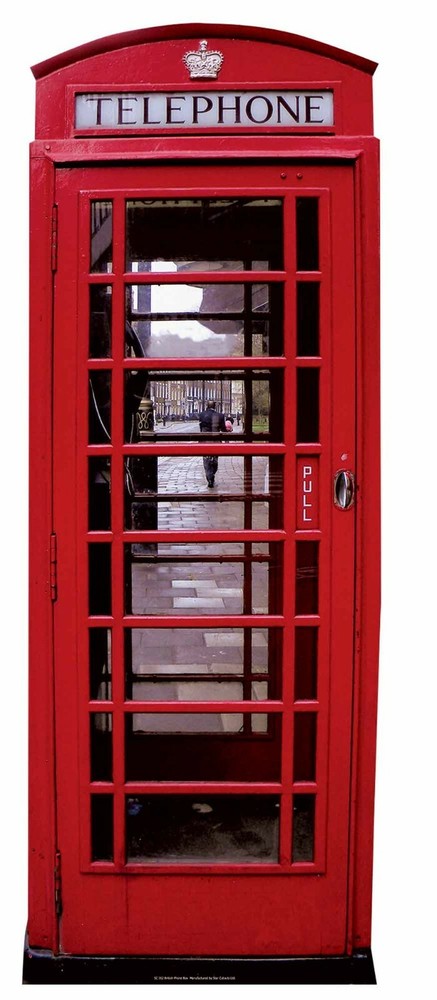 CLASSIC RED PHONE BOX LIFESIZE CARDBOARD CUTOUT STANDEE British Telephone box