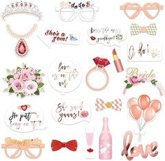 23PCS Photo Booth Props Wedding Pink Team Bride To Be Hen Party Birthday BiG Pak