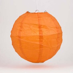 16″ Persimmon Orange Round Paper Lantern, Crisscross Ribbing, Chinese Hanging We