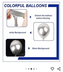 Metallic Silver Latex Balloon Arch Kit- 18, 12, 10, 5 Inch Assorted 139 Pieces