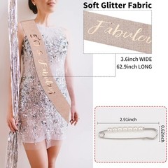 Rose Gold ’50 & Fabulous’ Birthday Crown + Sash Set – Tiara & Pearl Pin Included