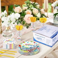 Rainbow Dot Disposable Tableware Collection