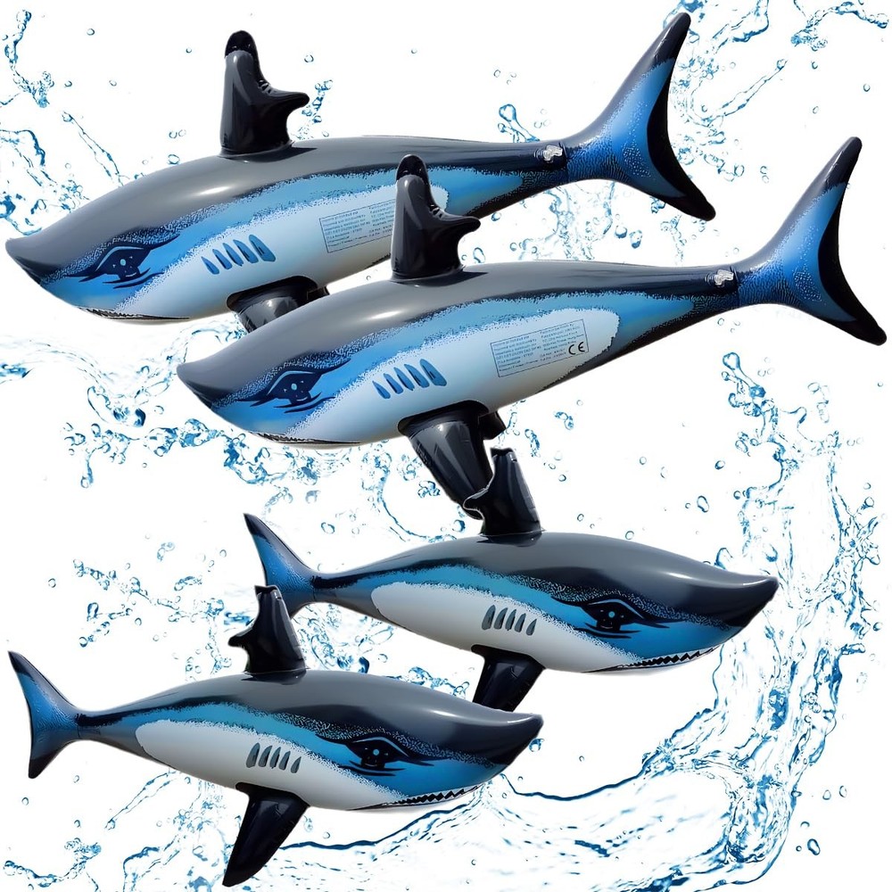 4PCS Inflatable Shark Pool Balloon, 33 Inch Shark Party Decorations for Pool …