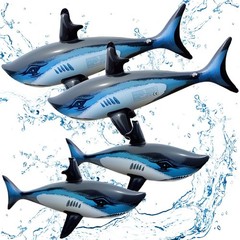 4PCS Inflatable Shark Pool Balloon, 33 Inch Shark Party Decorations for Pool …