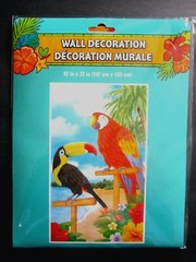 Parrots Colorful Tiki LUAU Tropical 42″x72″ Wall/Door Mural Decoration NEW!