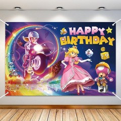 Super Mario Princess Peach Birthday Backdrop Castle Background Photo Banner