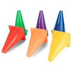 9 Inch Assorted Color Plastic Cones Set of 6 for Athletics and Social Distancing