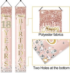 Sparkling 18th Birthday Door Banner for Girls