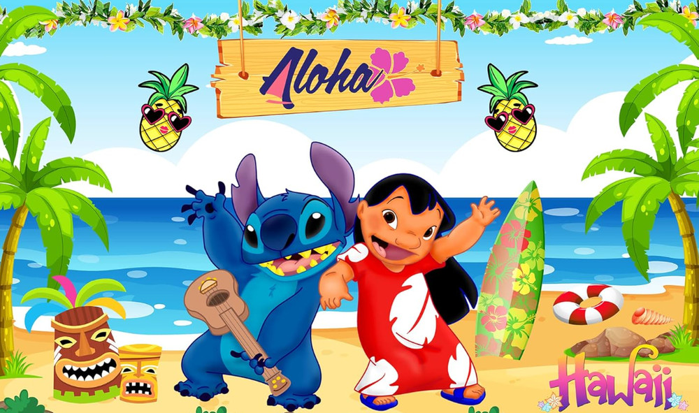 Aloha Birthday Party Backdrop 1.5×91 cm Tropical Cartoon Character Photo Banner