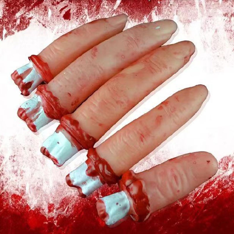 5 Bloody Severed Fingers False Thumb Decoration Halloween Party Horror Prop