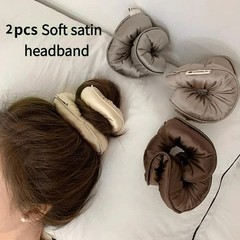 Set of 2 soft satin headbands in random colors