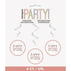 Rose Gold Hanging Swirls Birthday Party Decoration Rose Gold & Silver All Ages