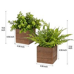 Vlorart Small Fake Plants, 2Pack Mini Potted Artificial Plastic Boxwood Fern