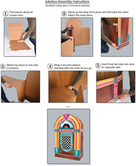 3D Corrugated Cardboard Jukebox Photo Prop, 50S Themed Party Decorations, Rock’N
