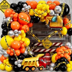 ALL-IN-1 Construction Balloon Arch Kit with BONUS Caution Tape & Truck Balloo…