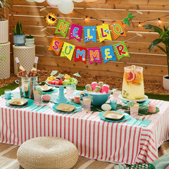 Hello Summer Banner Colorful Summer Party Decorations Garland for Office Home Ma