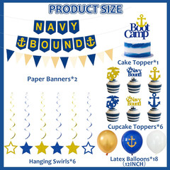 Navy Party Decorations, Blue White Military Themd Banner, Farewell Party Welcome
